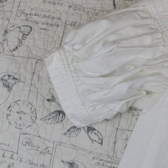 EUC $495 CO ESSENTIALS White Poplin short puff sleeve gather crew neck top M - Picture 7 of 11